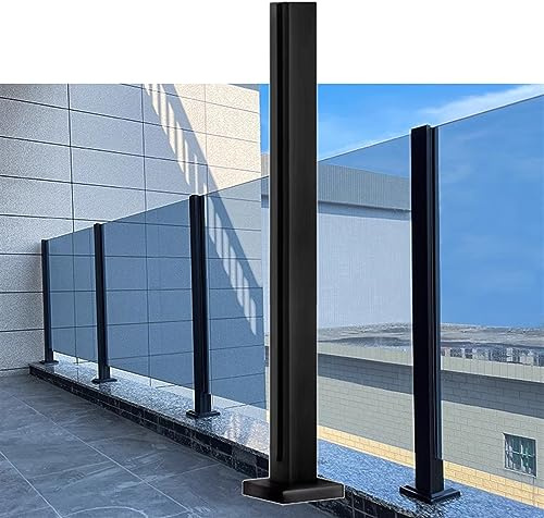 Ringhiera Vetro Scale Interne Esterni Palo per balaustra in vetro - Nero Acciaio inossidabile 304 Ponte Rubinetto per recinzione in vetro per piscina Morsetto per parapetto per balaustra con Base Robu