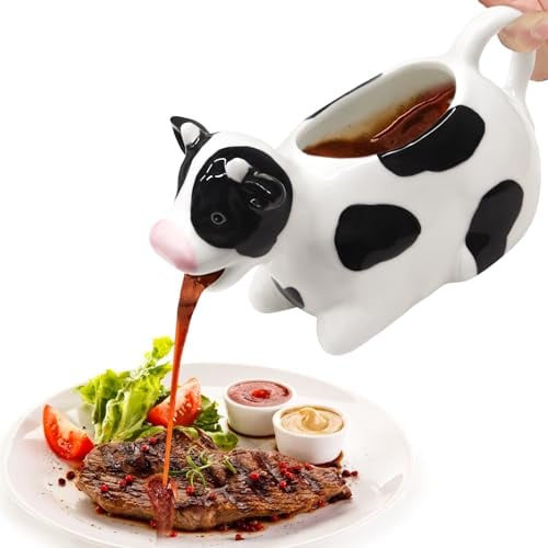 ISTOOLL Weiße Saucenkrug aus Porzellan, 300 ml, robust, mikrowellen- und spülmaschinenfest, ergonomischer Griff und rustikales Design