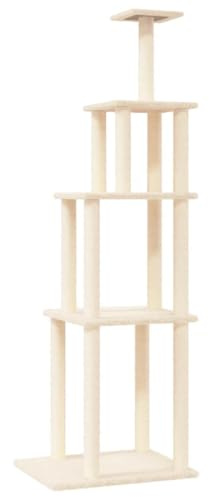vidaXL Kratzbaum mit Sisal-Kratzsäulen Creme 183 cm