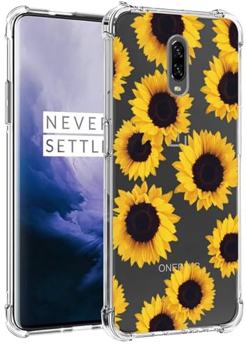 Jhxtech Custodia per telefono per OnePlus 7 GM1901 / OnePlus 6T A6010 ragazze donne, sottile, antiurto, trasparente, motivo floreale, morbida e flessibile in TPU, custodia protettiva per OnePlus 6T