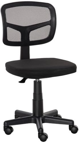 Vinsetto Bürostuhl Ergonomischer Schreibtischstuhl für Büro Schwarz | Höhenverstellbarer Drehstuhl, Platzsparend Gepolstert Computerstuhl, für Arbeitszimmer