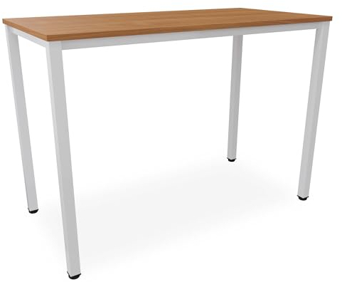 Stehtisch Büro-Besprechungstisch Metallgestell grau, Beine quadratisch, Steh-Arbeitstisch Gesamthöhe 112,5 cm, Pausentisch Empfangstisch hauseigene Fertigung, Workstation (Buche, 160 x 80 cm)