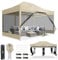 COBIZI Tonnelle Pliante 3x4.5m Robuste avec 4 Parois, Tente Reception Imperméable avec Moustiquaire, Barnum Pliant Professional Hauteur Réglable, Installation Facile avec Sac de Transport (Kaki)