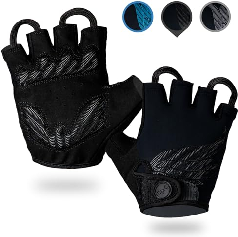 Lymaha MTB Handschuhe,Halbfinger Sommer Fahrradhandschuhe für Männer und Frauen für MotorräderFahrräderMTBFitnessstudio und andere Sportarten (Schwarz, M)