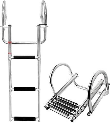 Miuxe 4-stufige Klappbare Badeleiter Für Boote, 316 Edelstahl-Teleskop-Stufenleitern, Ausziehbare Badeleiter Für Boote, Yachten Und Schwimmbäder