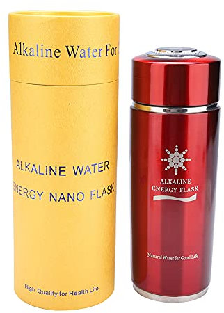 NDNCZDHC Bouteille d'eau Alcaline 400 ML Bouteille d'eau Filtrée par Minéraux Réduisez L'ORP -230 Mv Ph Alcalin 9,5, Bouteille De Filtre à Eau Alcaline Portable pour Le Sport, Le Camping(Rouge)