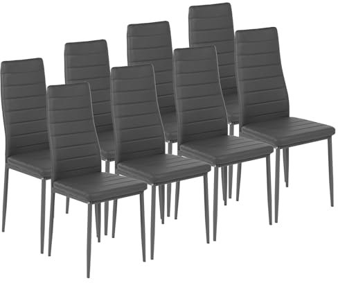 Liink1Ga Esszimmerstühle Küchenstühle 8er Set Stühle Grau, Moderner Gastrostühle Besucherstuhl Küchensessel Esszimmer Stühle Essstuhl mit Kunstleder Für Büro/Küche/Esszimmer/Wohnzimmer