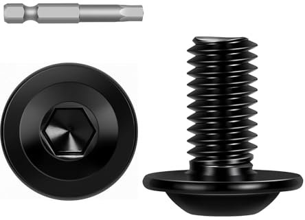 M4-0,7 x 16 mm, 100 tornillos de cabeza de botón con brida, acero inoxidable 304, llave Allen, broca de destornillador incluida, acabado negro, rosca totalmente a máquina