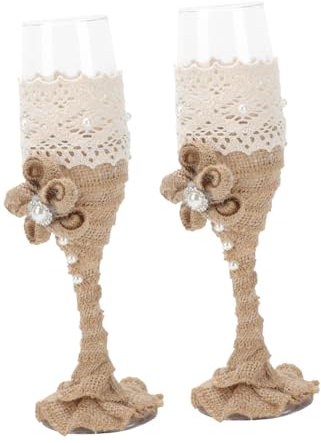 Hoement 2pcs Pearl Glass Goblet Wine Goblets Elegant Western Wedding Glass Cup