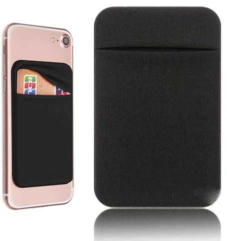 Peysaitr 1PCS Phone Pocket Self Adhesive Card Holder Stick On Wallet Sleeve, Slim Cellphone Phone Card Holder (Black)