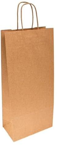 DOT Horeca Solutions 250 Shoppers per 2 BOTTIGLIE colore AVANA vino Buste di Carta Kraft Sacchetti Regalo shopper bottiglia con Manico 18x10x39 cm Sacchetto Busta marrone