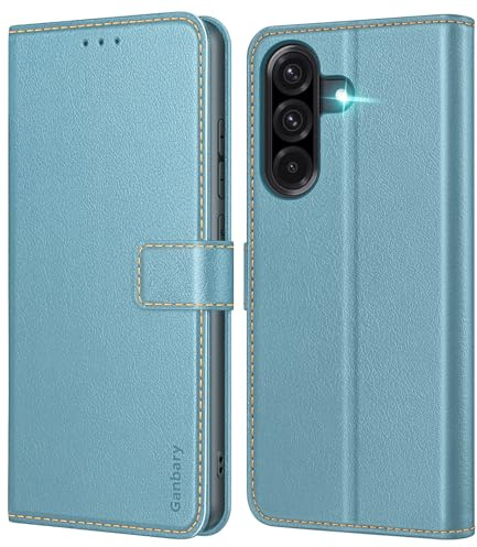 Ganbary Funda Compatible con Samsung Galaxy A36 5G/ A56 5G, Funda Tapa Libro Movil PU Cuero Funda para Samsung A36 5G/ A56 5G [Protección Completa] [Ranura Tarjeta][Función Soporte], Azul Claro