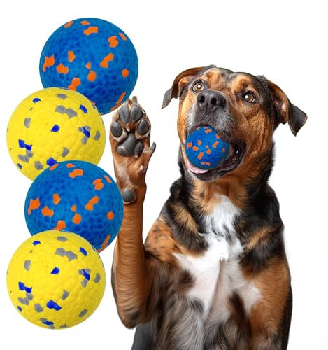 Lepawit 4 Stück Hundeball Hundespielzeug Ball, unzerstörbares hundespielzeug für Aggressiver Kauer, interaktiver spielball für kleine mittlere Und große Hunde - 7cm