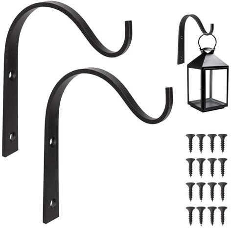 Zovator Small Hanging Basket Brackets, 2PCS Plant Hook Outdoor Small Hanging Basket Hook Wall Hanging Brackets Plant Hooks Plant Brackets for Hanging Baskets for Planter Bird Feeders