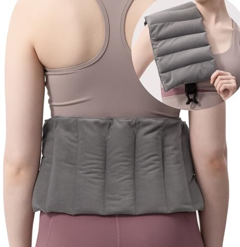 uncn Microwave Heat Pad for Back Pain Relief | Wheat Bags with Adjustable Strap for Period Cramps | 16.5 * 7 Rice Bag Microwavable for Menstrual, Lumbar, Muscle Spasms