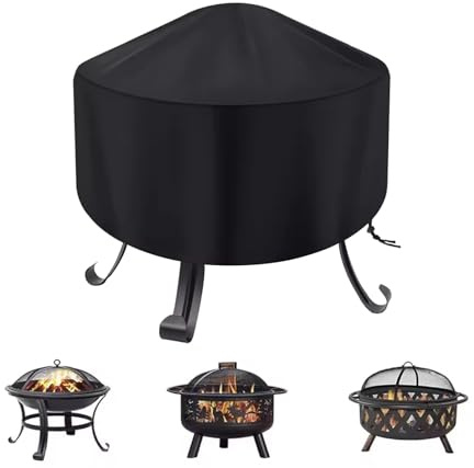Feuerschalen-Abdeckung Rund, Schutzhülle für Feuerschale, Abdeckung Feuerschalen für Garten,Terrasse und Balkon, Outdoor Barbecue Staubschutz (Schwarz,55x50cm)