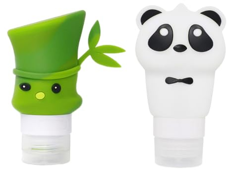 Beaupretty Flacons de Voyage 60ml et 90ml Lot de 2 set de set | Vides, Motifs Bambou, Panda, Stockage Cosmétique ou Lotion, Format Compact, Léger, Portable