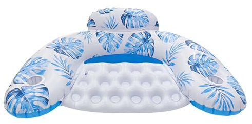 Pool Floats Erwachsene, Aufblasbare Wasserliege Matte, U-förmiges Design, Weiches Floß mit Getränkehalter, Entspannungsschwimmer, für Bräunung, Poolparty, Fluss, See und