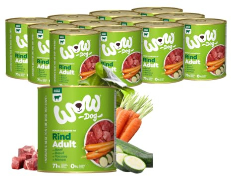 WOW Dog Hunde-Nassfutter mit Rind 12 x 800g | ohne Getreide & Zucker