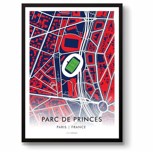 GroundDesigns Carte du stade de Paris Saint-Germain - Sans cadre - Format A3 - PSG
