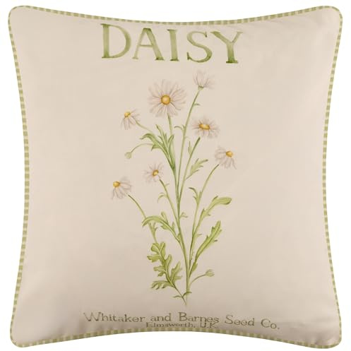 Voyage Maison Daisy Outdoor Cushion – Water-Resistant UV-Protected Floral Watercolour with Striped Reverse (Green - 50x50cm)