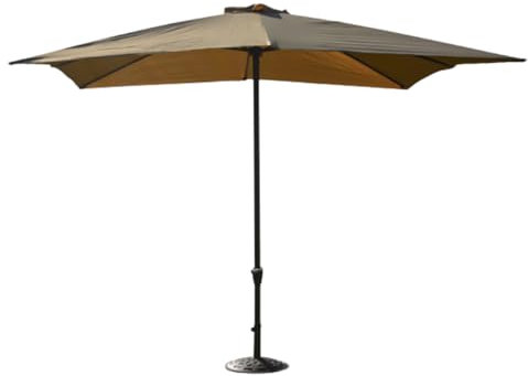 EME Sombrilla Cuadrada 3x3 color Camel, tejido 100% poliéster con 8 varillas y mástil de aluminio lacado. Sistema de Apertura mediante Manivela. Base no incluida.
