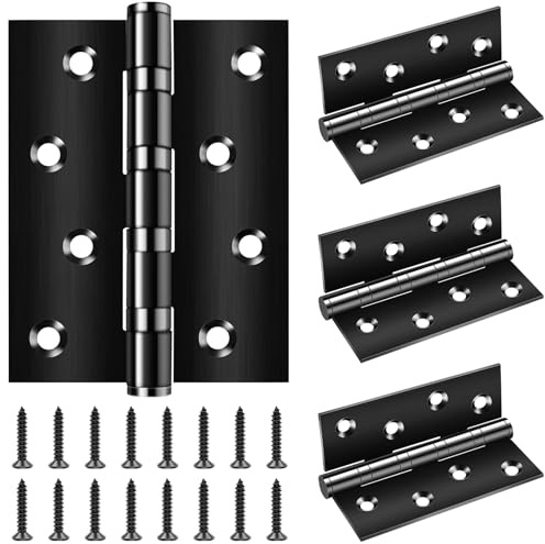 4 Stück Scharniere Schwerlast 100×76×13mm, Bolatus Scharniere Klappbar Schwarz mit 8 Löchern, Tür Kugellagerscharniere Edelstahl mit Schrauben, Scharnieren für Massive Türen Gartentor Innen Außen
