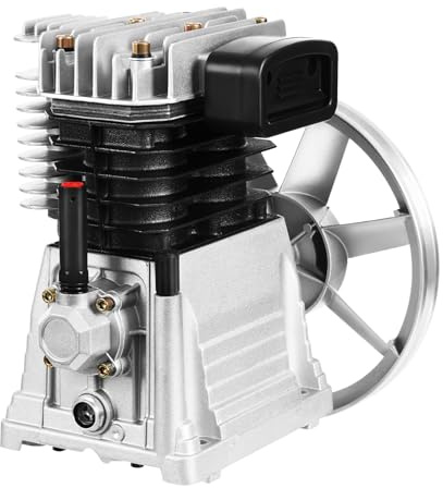 Air Compressor Pump Head, 2.2KW 3HP Dual Cylinder Air Compressor Pump Motor Head with Air Filter Muffler, 250L/min, for Industrial and Automotive Repair