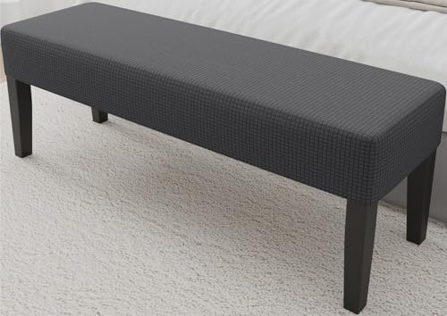 YHXAIQ Elastischer Sitzbankbezug, Vollständige Abdeckung Sitzbank Bezug, Polyester Ottomane-Bezug für Wohnzimmer, Schlafzimmer, Küche, Holz- und Metallbänke(Light Gray,140-160 cm)