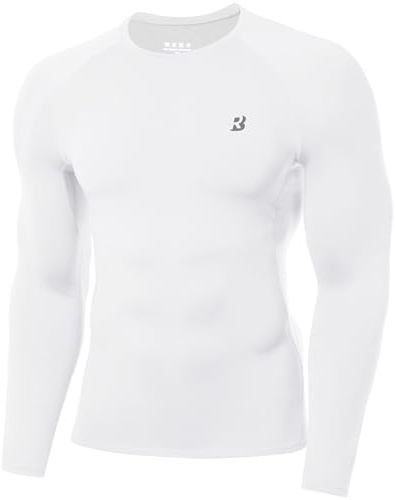 Roadbox Kompressionsshirt Herren Langarm, Sport & Fitness, Schnelltrocknend | Leicht, atmungsaktiv, feuchtigkeitsableitend, 4-Wege-Stretch, Flatlocknähte, UPF 50+, Laufen, Fußball, Wandern, Yoga, Reisen