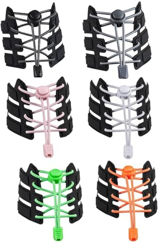 ZHAOYCSH 6 Pares Cordones Elásticos para Zapatillas, Sin Cordones Elásticos Ajustables 120cm con Cierre Seguro para Adultos y Niños, Cordones Deportivos Elásticos para Running, Tenis, Multicolor