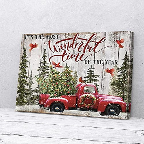 YAASIMOULE Leinwandbild „It's Most Wonderful Time Of The Year“ mit Weihnachtsmotiv „Cardinal“