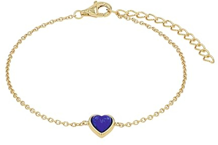 Amor Armband mit Anhänger für Damen, Sterling Silber 925, mit Lapis, 16+4 cm, gold, Herz, Geschenkidee, kommt in Schmuck Geschenk Box, 2100153