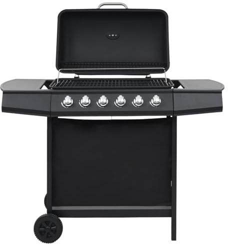Rantry Gasgrill mit 6 Flammen Stahl Schwarz Grill Model44281