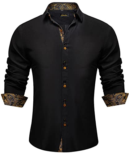 DiBanGu Men's Dress Shirt Long Sleeve Smart Button Down Shirts Regular Fit | Inner Contrast,Double Button,Cotton Blend,Stretch,Wrinkle Free,Breathable,Button Up,Smart Casual,Business Wedding Party Prom