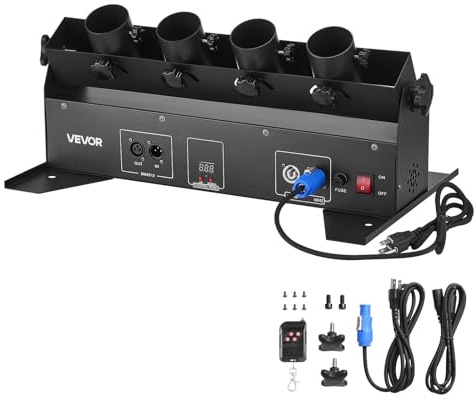 VEVOR Máquina eléctrica de cañón de confeti, lanzador de confeti de 4 disparos, DMX512, manual y control remoto, disparador portátil para boda, Navidad, DJ, fiesta, evento, espectáculo, discoteca