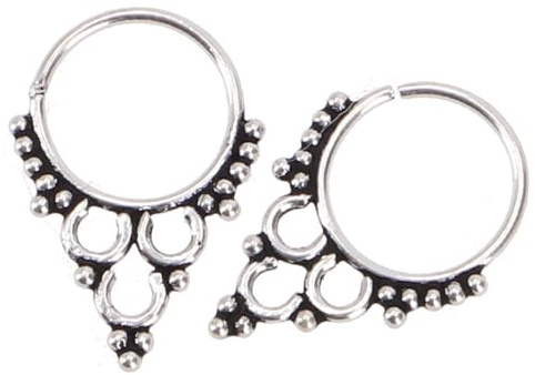 Ethno Ohrringe, Boho Silbercreolen, handgefertigt, unisex, Modell 9