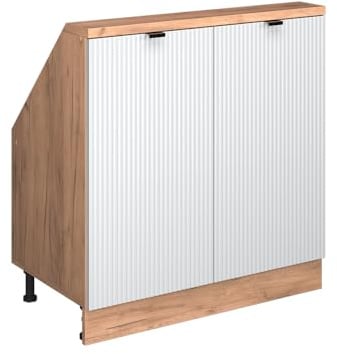 Vicco Dachschrägenschrank Rion, Weiß Riffel, 80 x 81.6 cm mit 2 Türen, geeignet für die platzsparende Aufbewahrung unter Dachschrägen