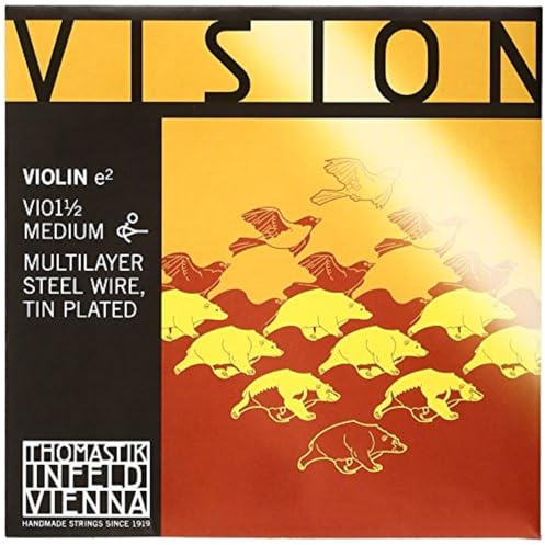 Thomastik Einzelsaite für 1/2 Violine Vision - E-Saite Stahl mehrlagig verzinnt, mittel, Kugel abnehmbar