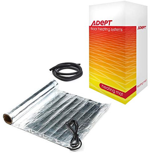 Adept Electric Underfloor Heating Mat Kit - 140W/m2, Fibreglass & Aluminium, Flat, 0.5m Width, Residential, Heating Mat