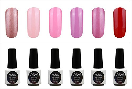JOLIGEL Nagellack Set 6pcs Gel Farben für Nägel UV LED Soak Off Semi-Permanent für Maniküre 7,3ML, Ungiftig Naturharz, 06 (Pink! Pink! Pink!)