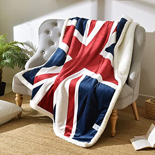 USTIDE Sherpa-Überwurfdecke, Union Jack, 129,5 x 160 cm, superweiches Fleece, super bequem, Flanell-Überwurf für Bett, Couch, Sofa, Büro, Camping, Geschenk