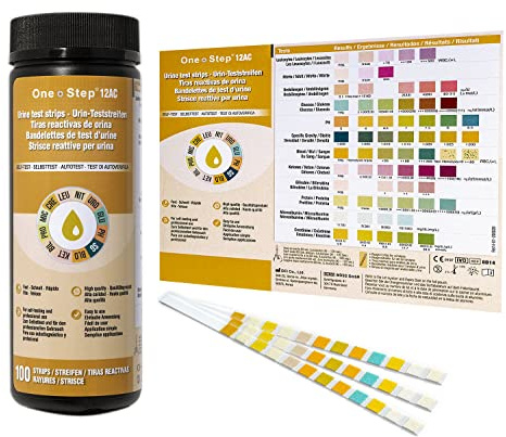 12 Parameter Urine Test Strips Creatinine, Microalbuim, UTI Infection, Ketone, Blood, Glucose Testing Sticks (200 Tests - 2 Tubs)
