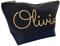 Treat Me Suite Personalised Name Make up Accessory Wash Bag in Black or Natural Colour. Metallic or Glitter Print Presents Birthdays (Black Colour Bag, Gold Glitter)
