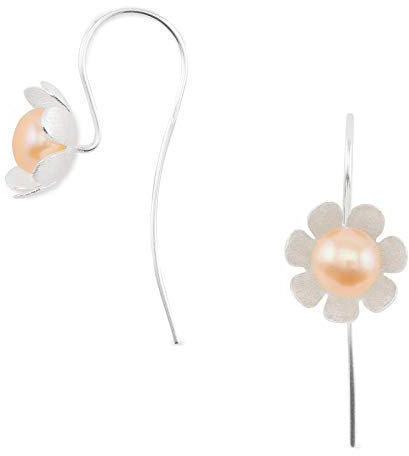 Monkimau Damen Ohrringe Blume Ohrhänger aus 925 Sterling Silver echt Silber mit Perle