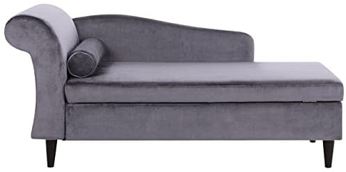 Moderne Chaiselongue angenehme Polsterung aus Samtstoff Dunkelgrau linksseitig