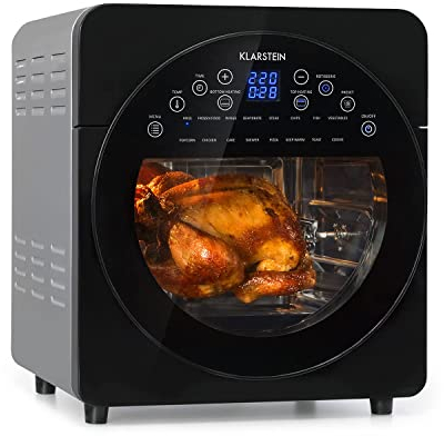 Klarstein AeroVital Easy Touch Hot Air Fryer - Air Fryers, Air Fryer Oven, 1700 Watts, XXL Volume: 14 Litres, 16 Programmes, Cool Touch Housing, 60 Minute Timer, Metallic