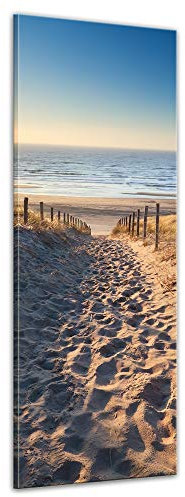 Bilderdepot24 Wandbild - Weg zum Strand 40x120 cm einteilig Großformat - aufgespannt auf einen Galerie Keilrahmen - Echtholz