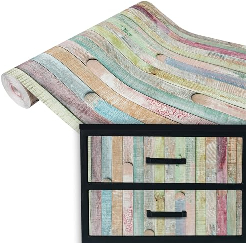 DecoMeister Vinilo Adhesivo Para Muebles Imitación de Madera Motivo Rio Papel Autoadhesivo Lámina Para Pared Cocina Puertas En Rollo Para Forrar Aspecto Madera 45 x 100 cm Por Metros