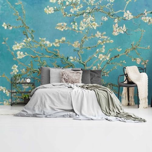 REINDERS Fototapete, Van Gogh Mandelblüte, Wohnzimmer, Bilder, Wanddeko, Room Decor, 130 gr. matt Vlies, Blau, 260x384cm